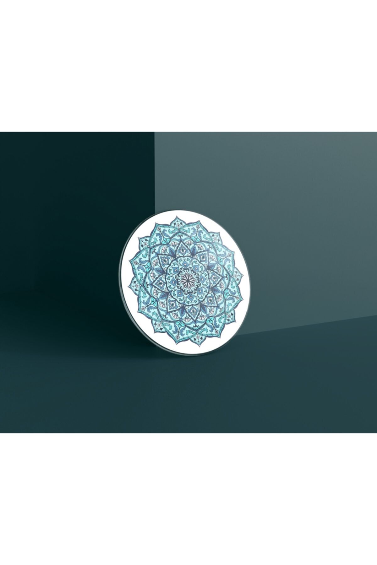 Glory Glassware Çini Desenli Cam Kesme Tahtası Çap:32cm