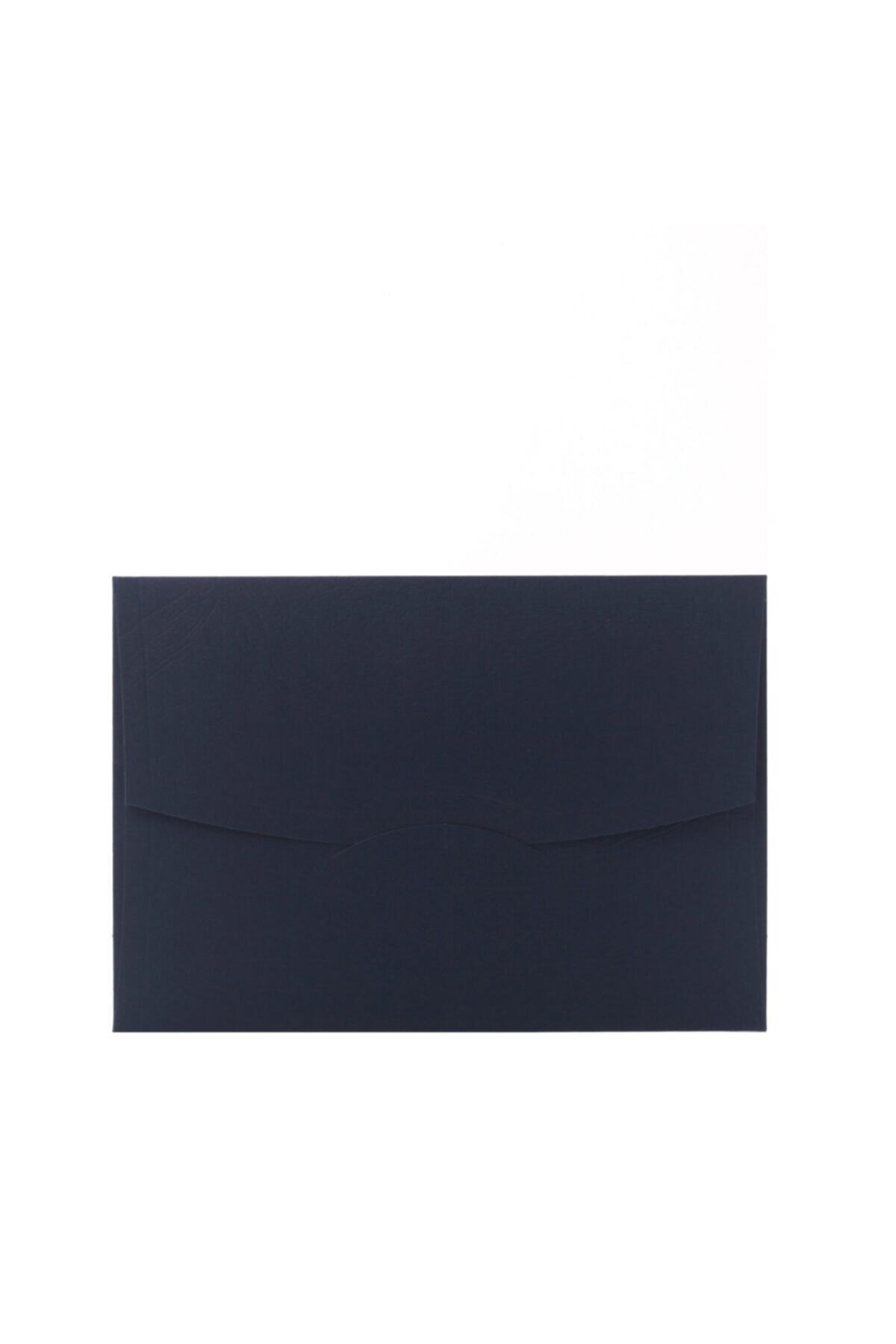 Ege 14x20cm Deri Desen Lacivert 250gr Lüks Davetiye Zarfı - 50 Adet