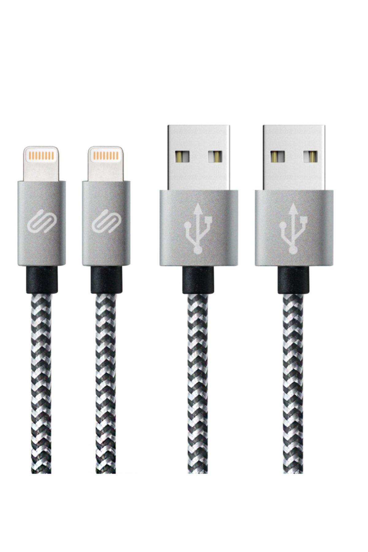 QWERTS Iphone Usb Uyumlu Hızlı Şarj Ve Data Kablosu 2 'li Paket 1 Ve 3 Metre Örgülü Lightning Kablo
