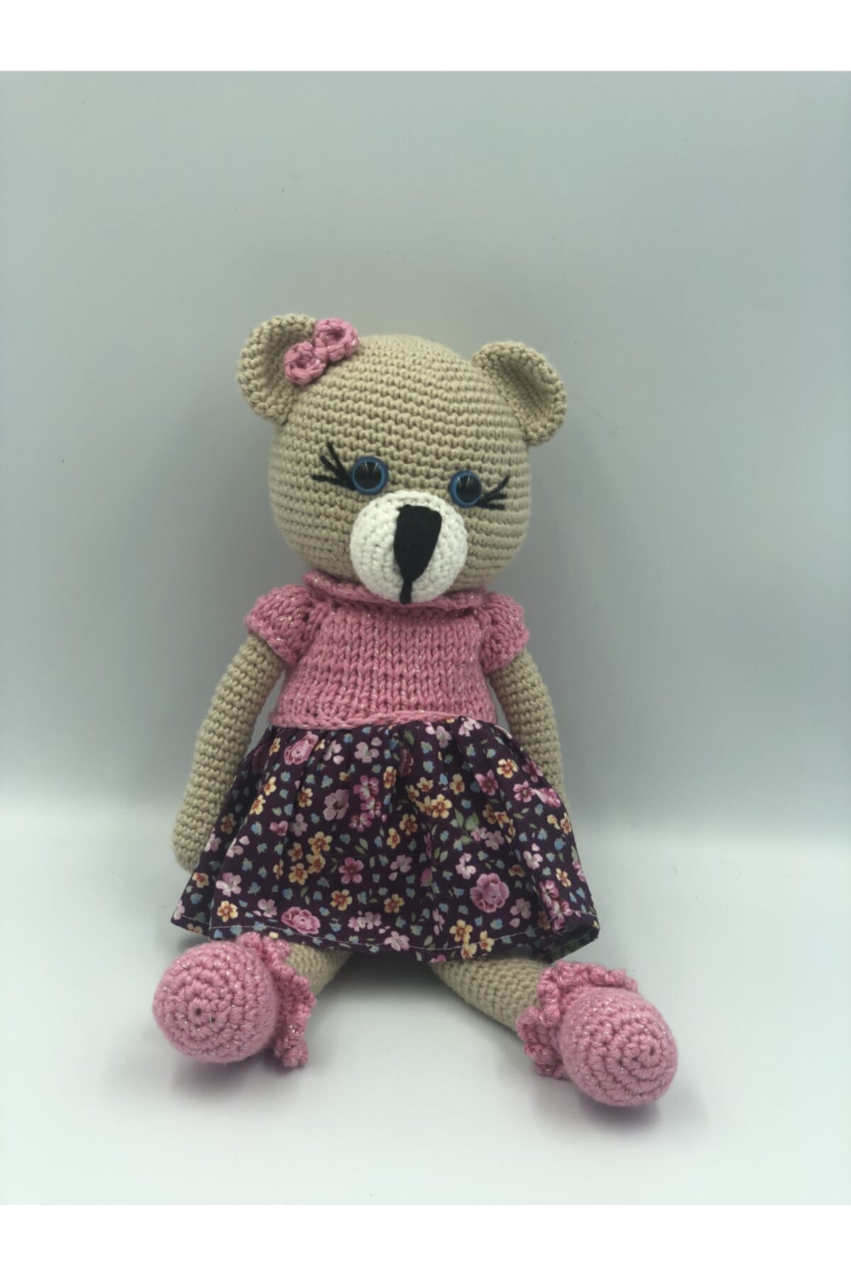 FourSistersHandMade Agucuk Bebe Pembe Kostümlü Ayıcık