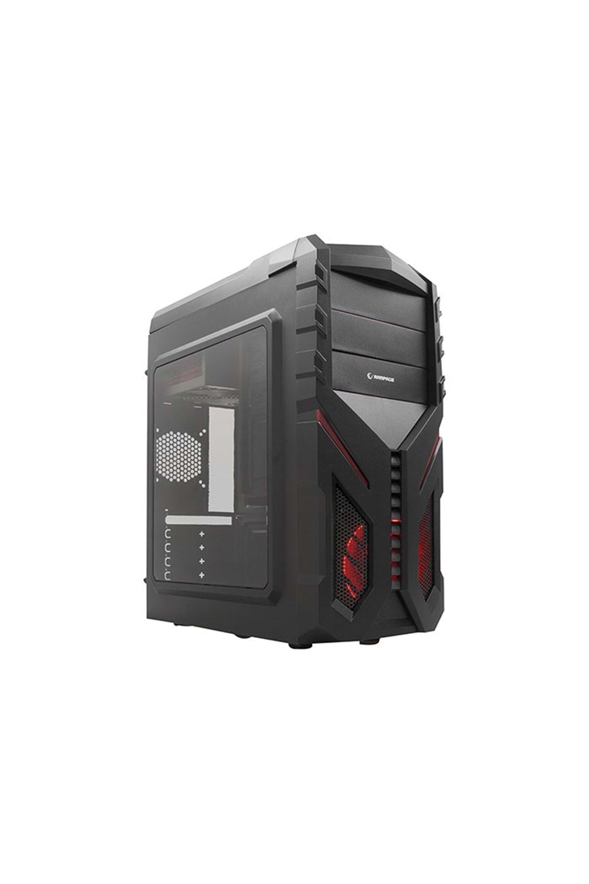 Rampage Favory Peak-350w 12cm Kırmızı Led Ring Fanlı Usb Pencereli Taşıma Kulplu Oyuncu Kasası