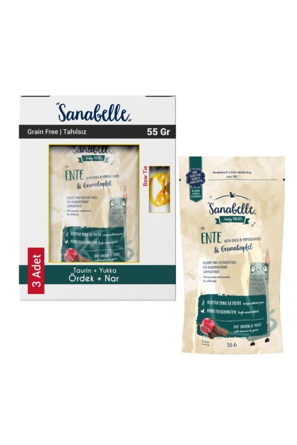 Sanabelle Tahılsız Ördekli Ve Narlı Yumuşak Kedi Ödül Maması 3x55 Gr