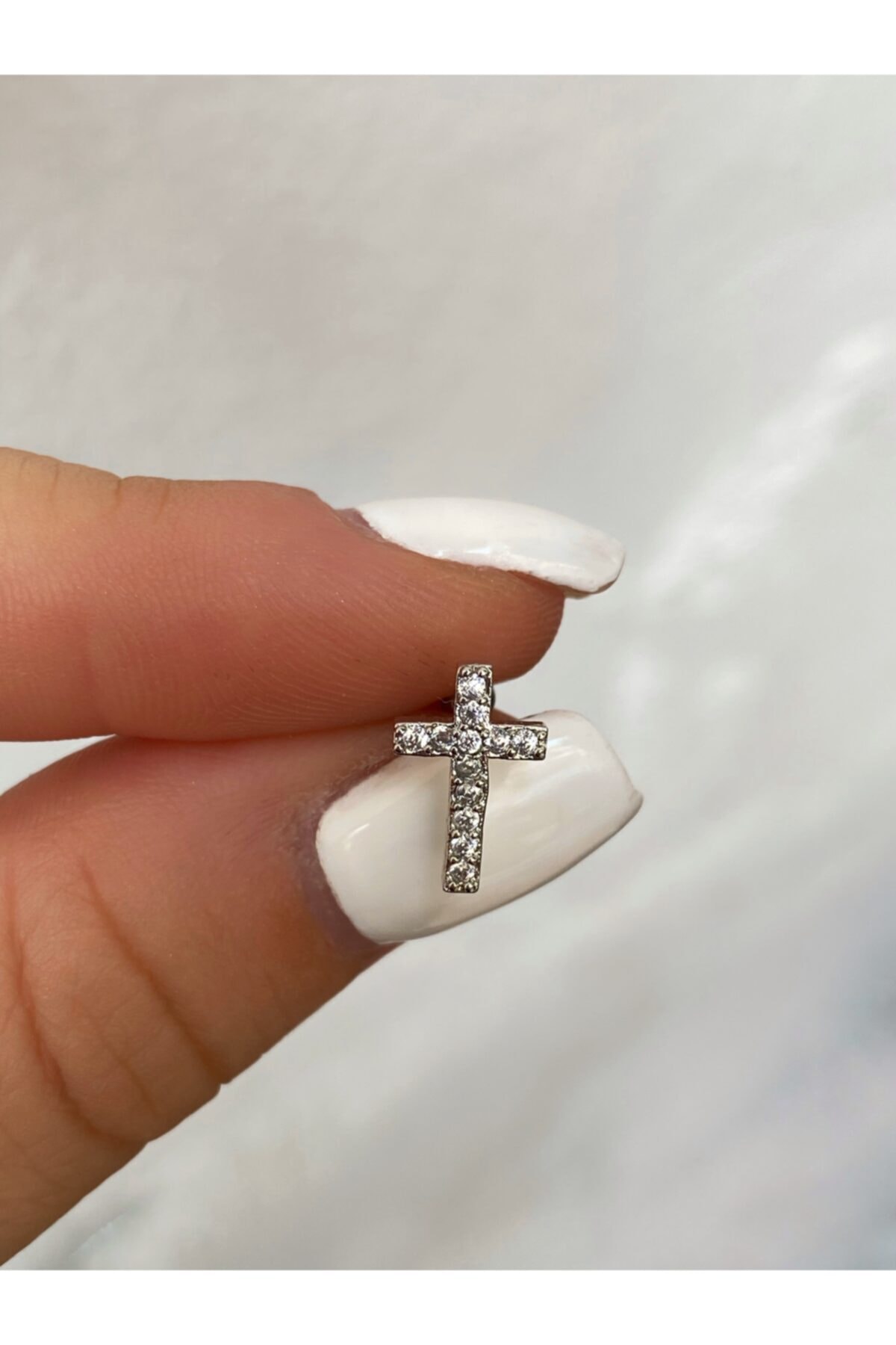 TAKIKRALI Haç Model Cerrahi Çelik Silver Helix Tragus Kulak Piercing