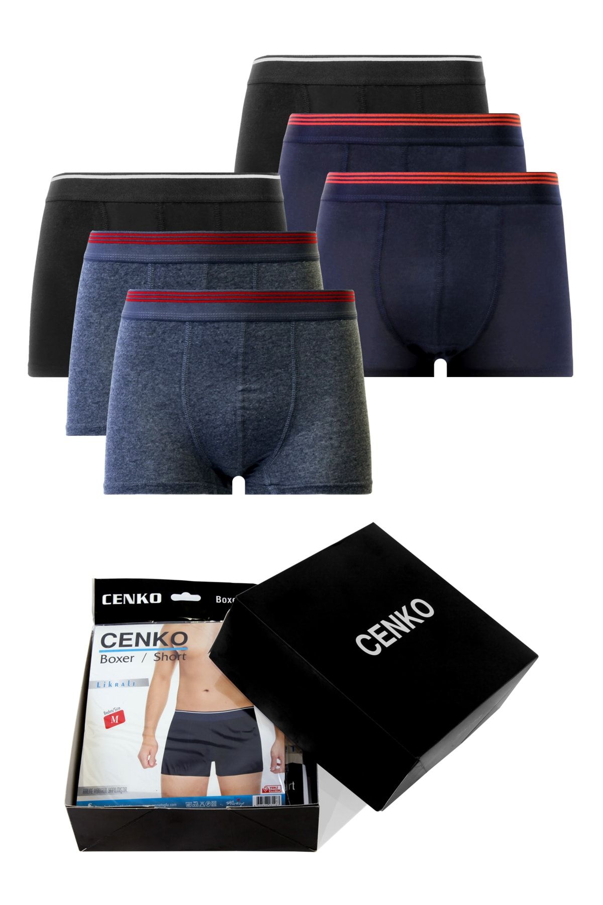 CENKO Erkek Boxer 6 Lı Karışık Renk