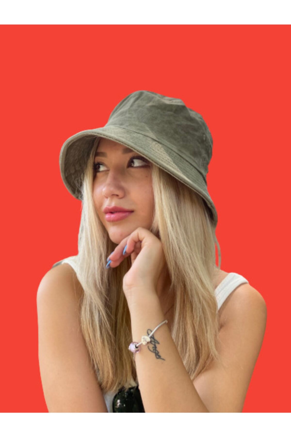 HemenALbence Unisex Eskitme Haki Balıkçı Bucket Şapka