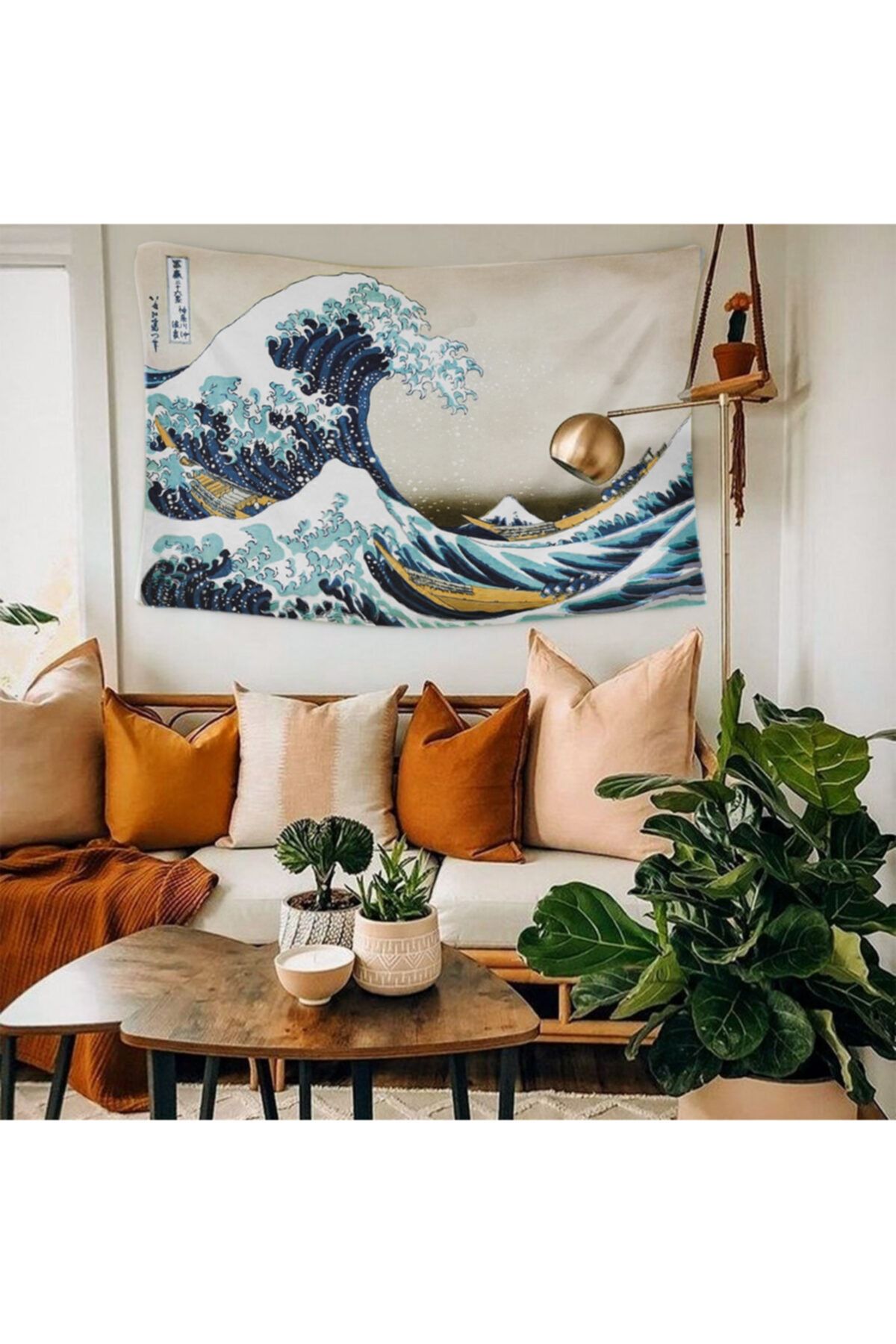 dessan home Kanagawa'nın Büyük Dalgası Duvar Örtüsü