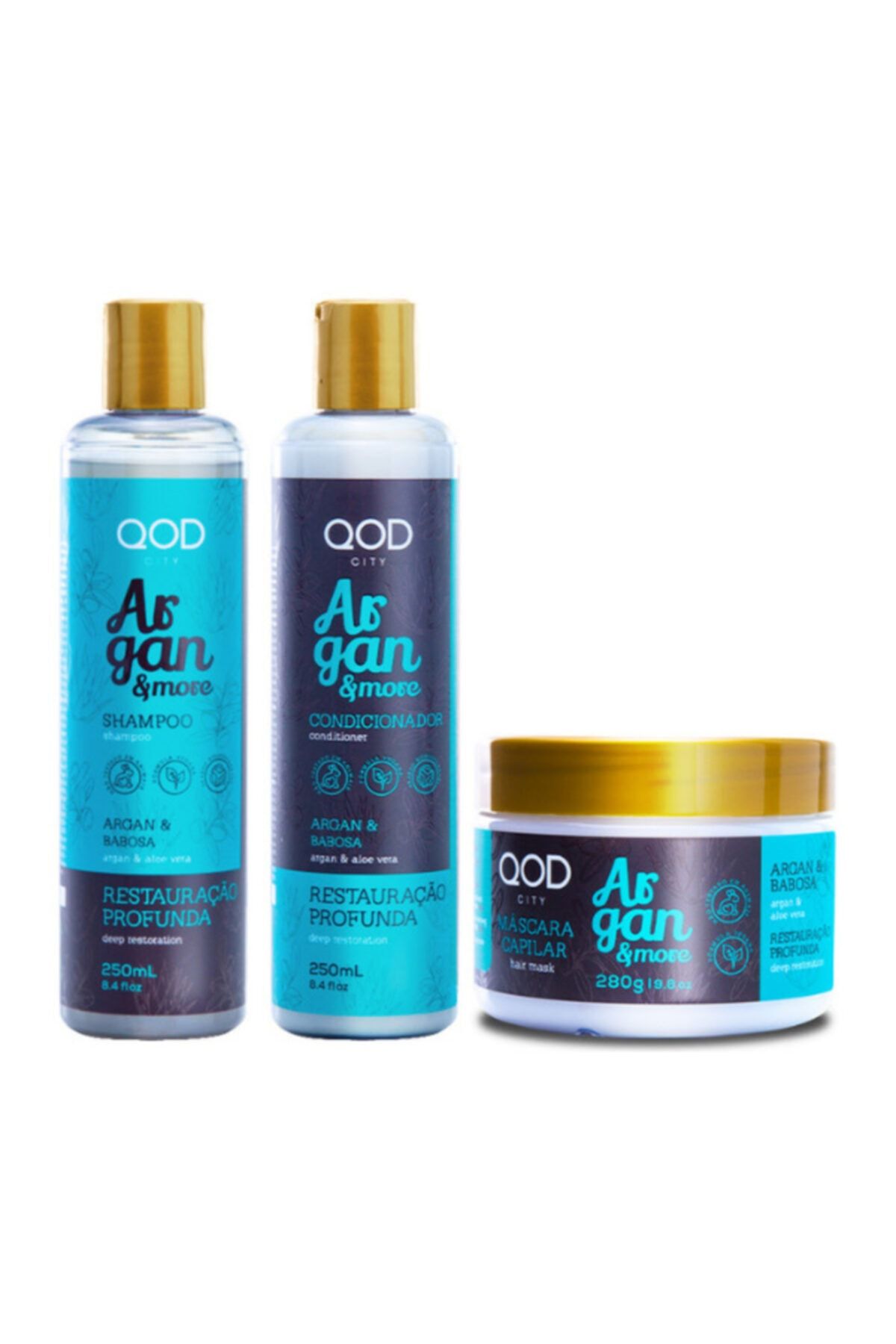 QOD City Argan  More Vegan Şampuan Saç Kremit Saç Maskesi  Argan Yağı  Aloe Vera Derin Restorasyon