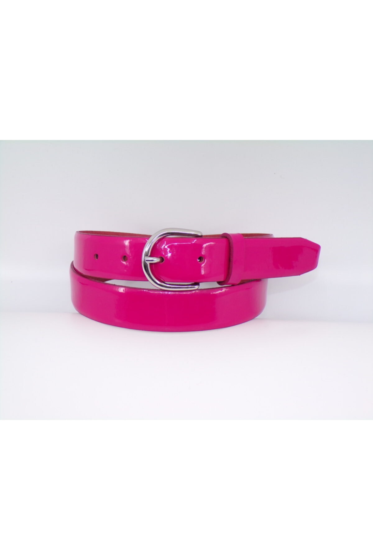 Corium Pembe Renk Parlak Rugan Deri Kadın Kemeri 30mm