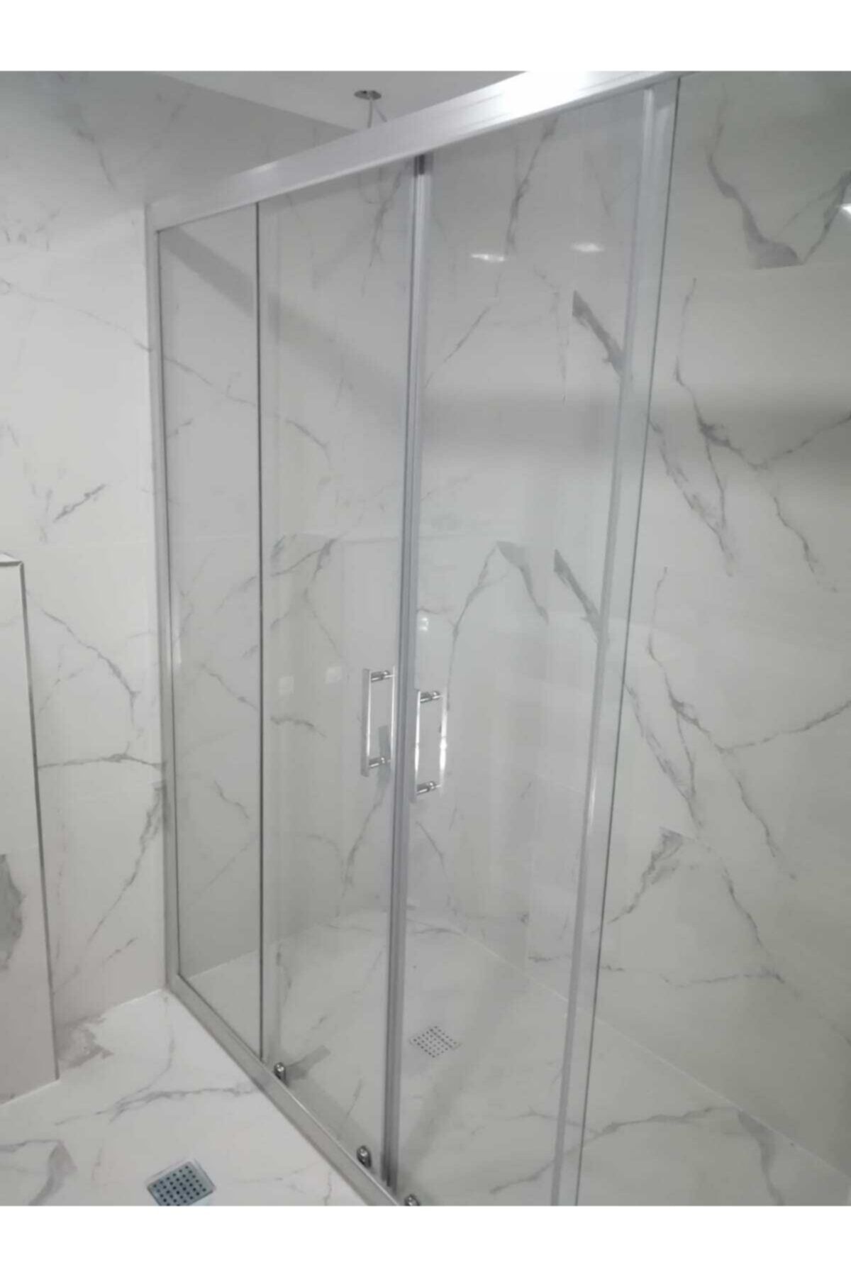 ayzaduş 164 cm Parlak Profil Şeffaf Cam Duşakabin