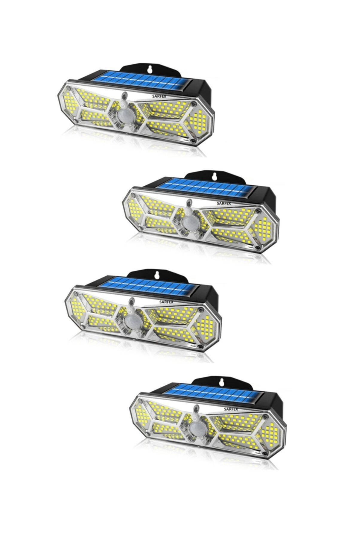 SARFEX Solar Güneş Enerjili 158 Ledli Hareket Ve Karanlık Sensörlü 3 Mod Su Geçirmez Led Aydınlatma 4 Adet