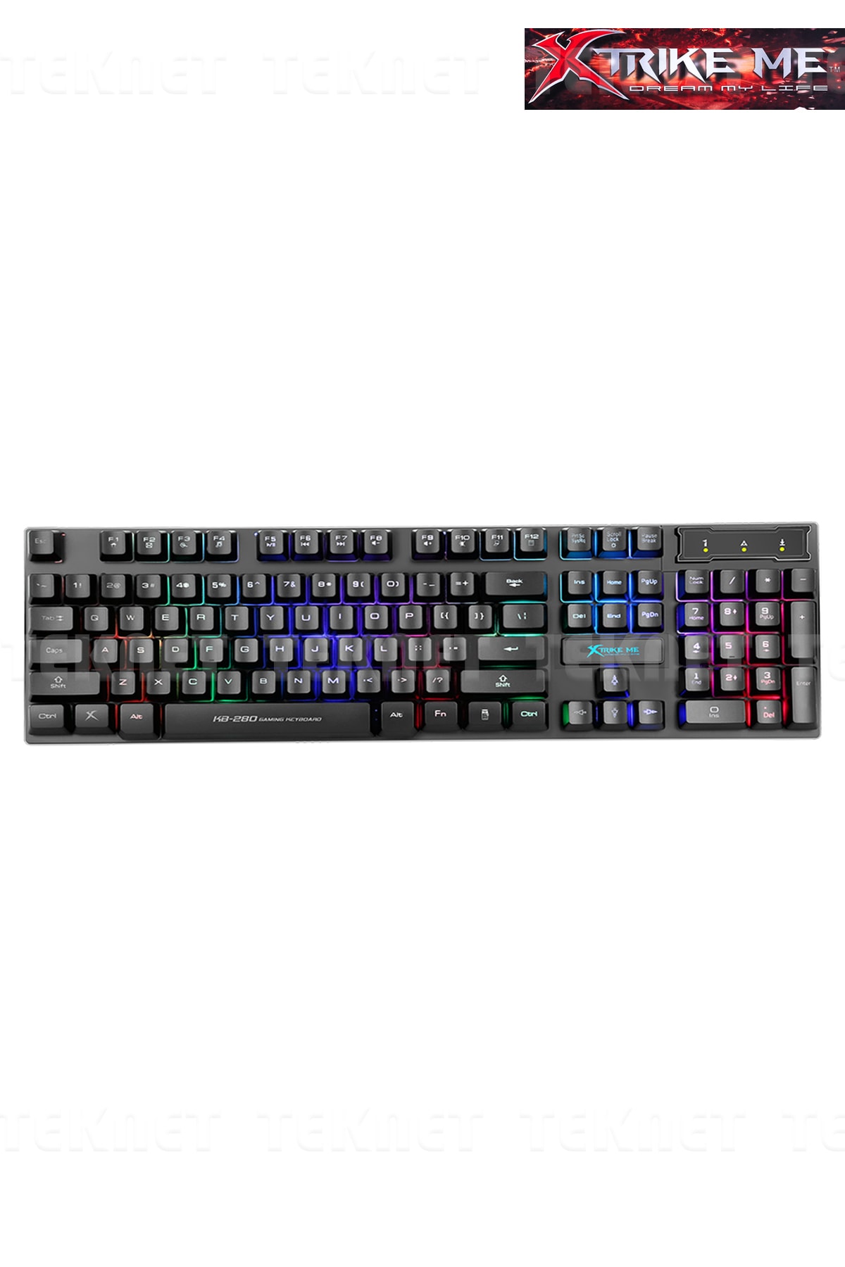 TEKNETSTORE Xtrike Me Kb-280 Rgb Işıklı Aydınlatmalı Usb Oyuncu Q Gaming Klavye
