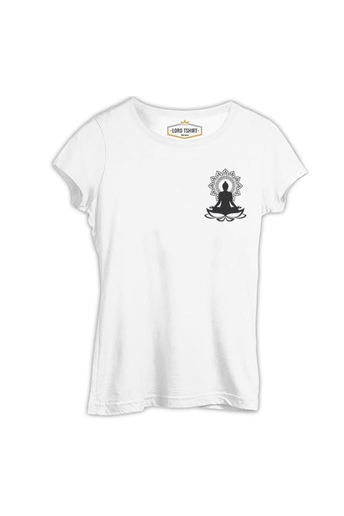 Lord T-ShirtYoga Lotus LogoBeyaz Kadın Tshirt