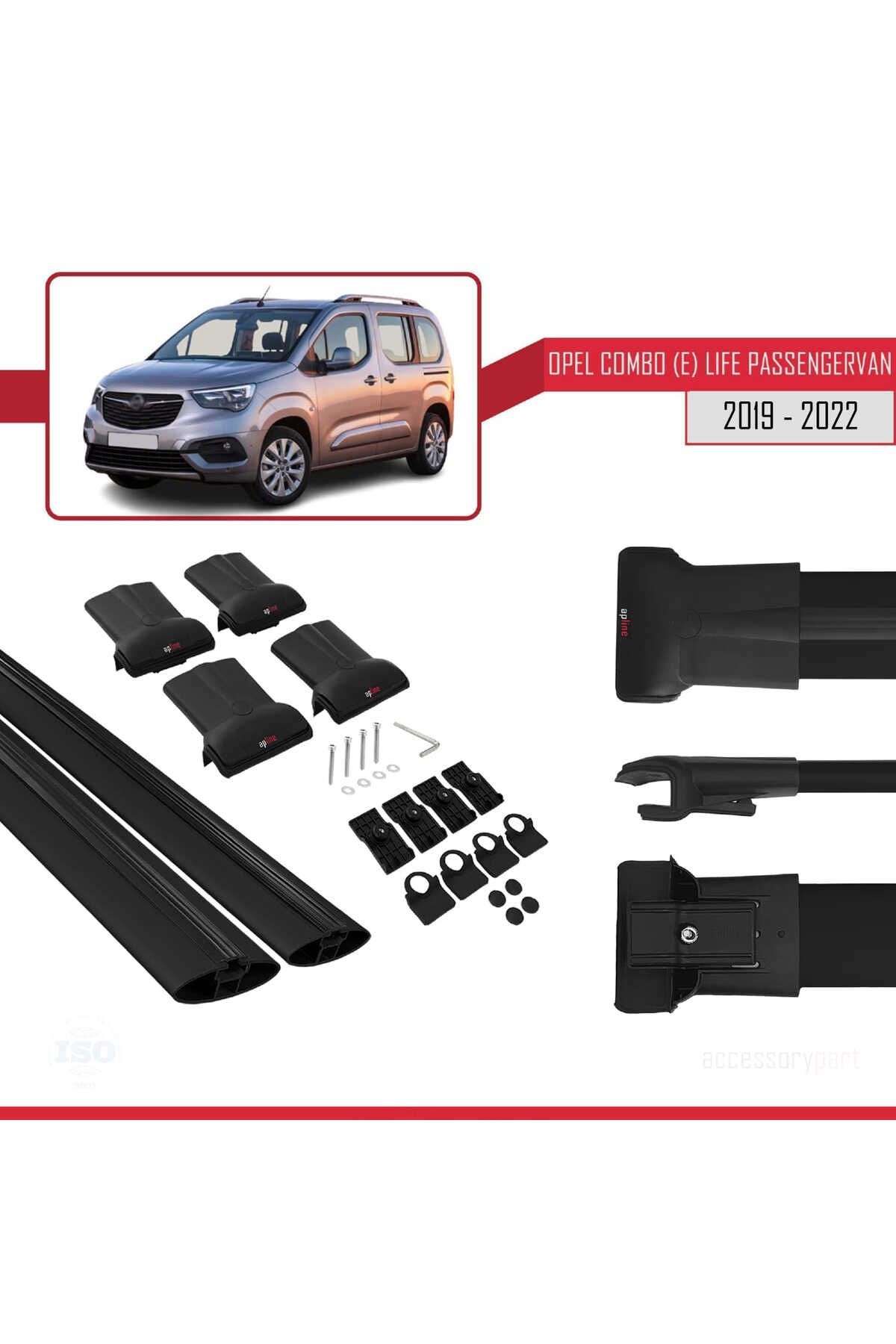 Opel Combo E Cargo 2019-2022 Arası Ile Uyumlu Fly Model Ara Atkı Tavan Barı Siyah 2 Adet