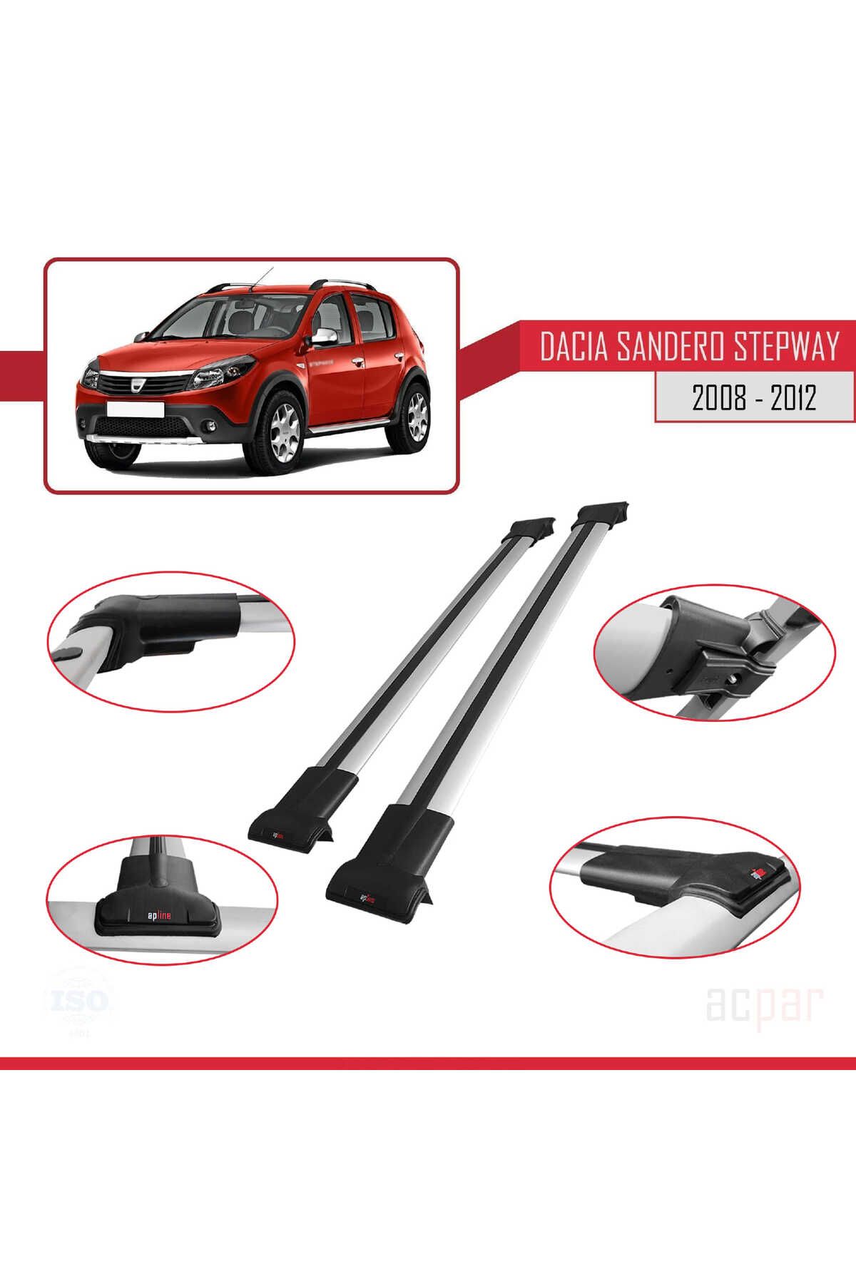 Dacia Sandero Stepway 2008-2012 Arası Ile Uyumlu Fly Model Ara Atkı Tavan Barı Gri 2 Adet