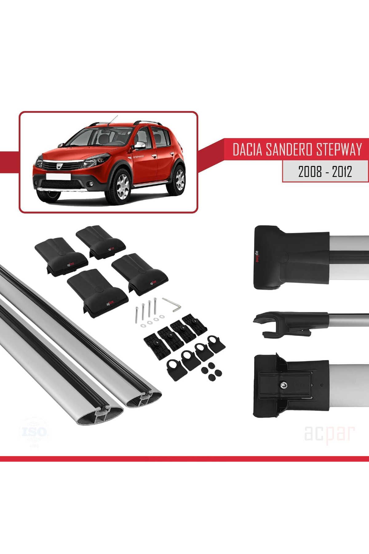 Dacia Sandero Stepway 2008-2012 Arası Ile Uyumlu Fly Model Ara Atkı Tavan Barı Gri 2 Adet