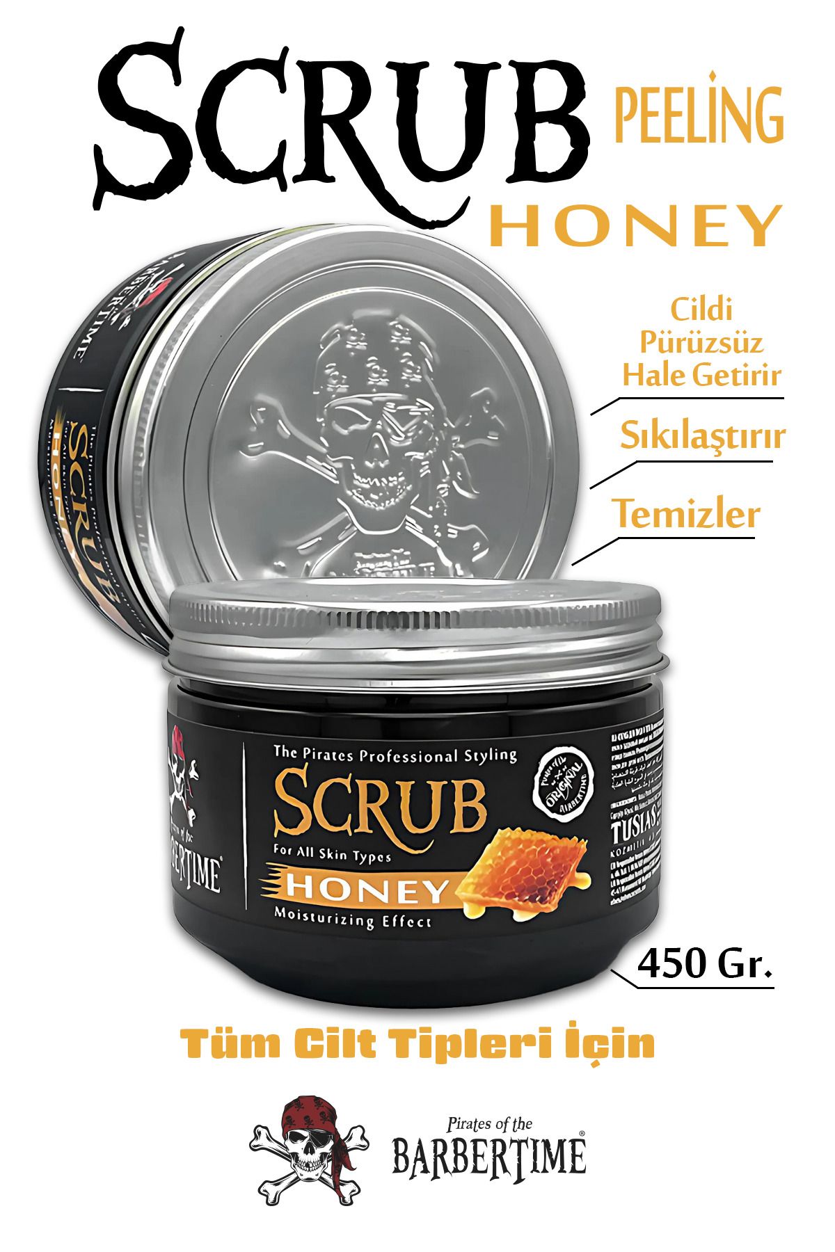 Barbertime Scrub Honey -Ballı Cilt ve Yüz Pee...