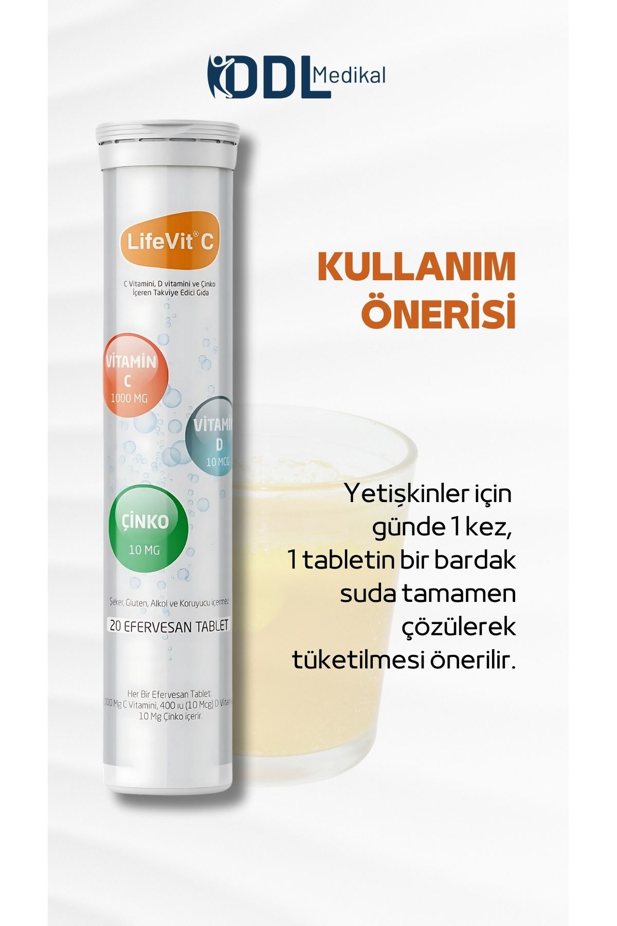 C 1000 Mg 20 Efervesan Tablet - C Vitamini I D Vitamini I Çinko ı =20 Günlük Kullanım