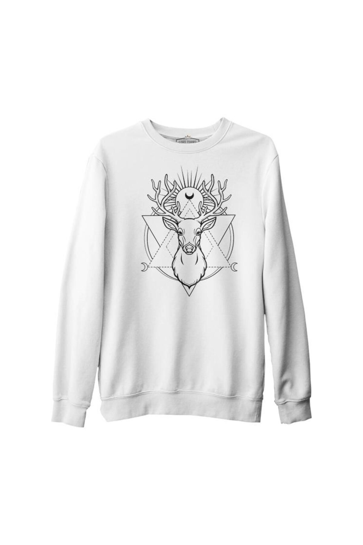 Lord T-Shirt Deer Under MoonBeyaz Erkek Kalın...