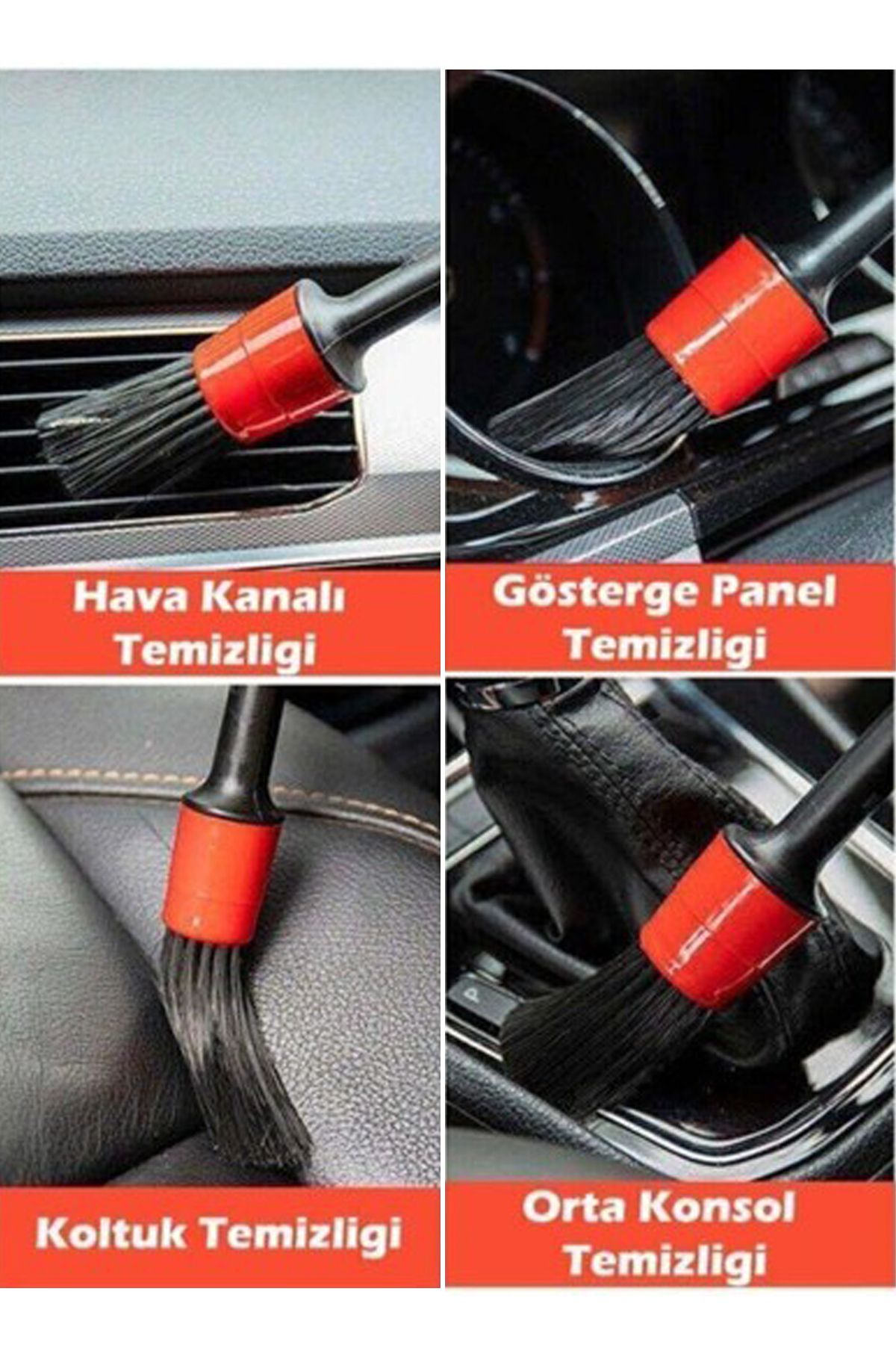 Detail Dash Brush Araç Dip Köşe Temizlik 5'li Fırça Seti İç ve Dış Temizleme Fırçaları