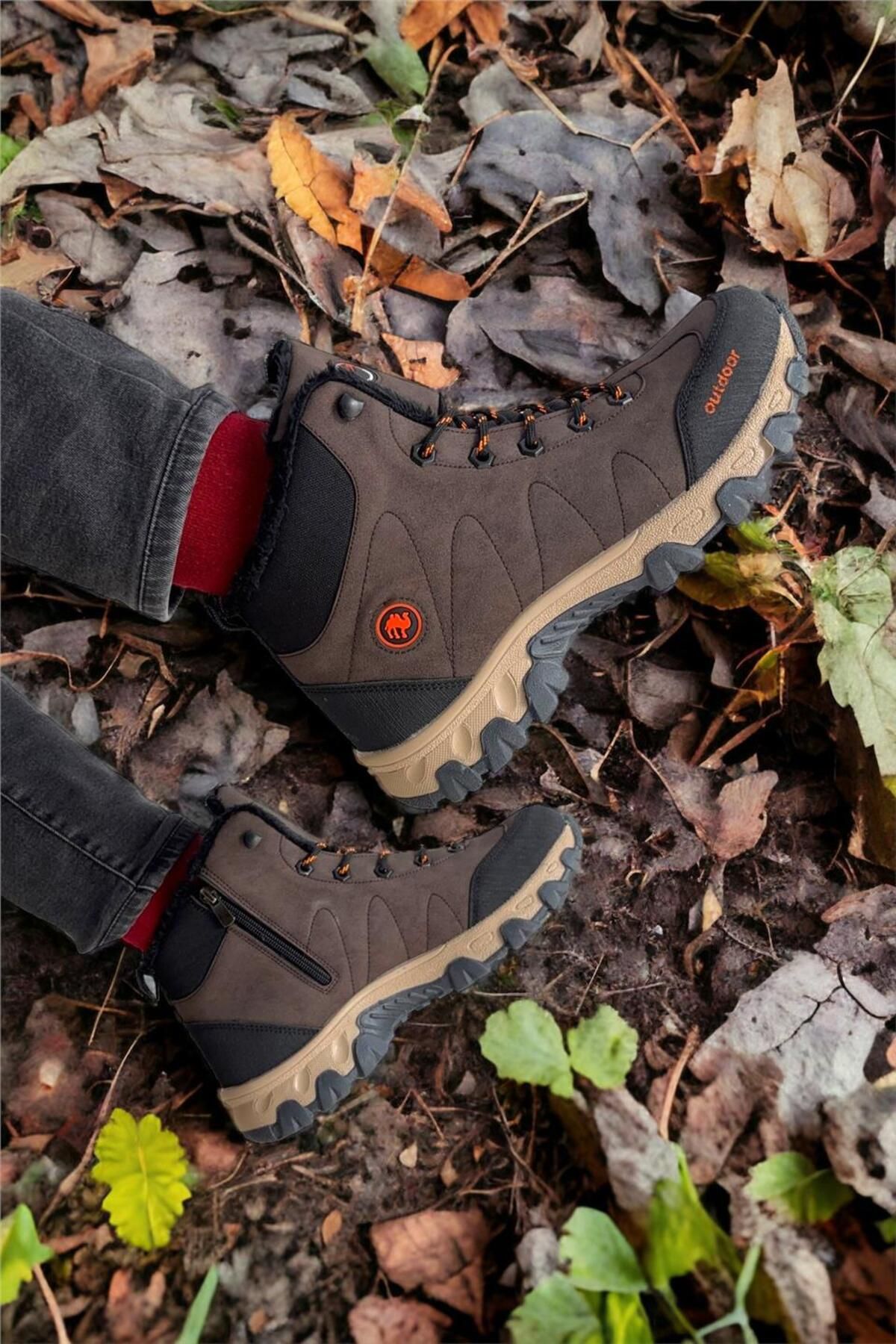 Soğuk Geçirmez Unisex Uzun Outdoor Trekking Bot Ayakkabı Kahverengi