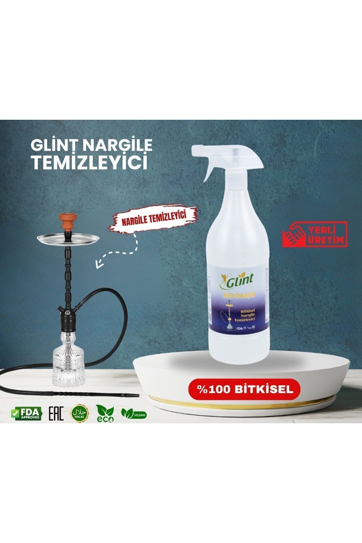 GlintHookah 1 Litre %100Bitkisel Nargile Temi...