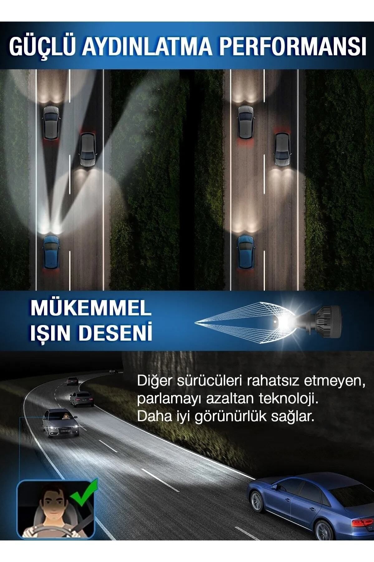 2023 Yeni Model - Zenon H4 Led Araba Far Ampül Xenon Led Uzun Kısa 10800 Lümen Şimşek Etkili 6000k