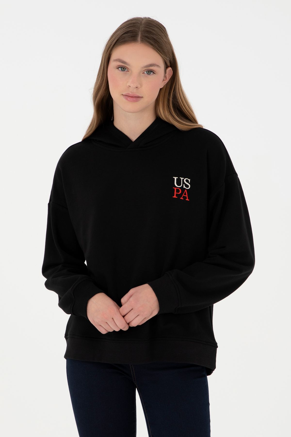 U.S. Polo Assn. Kadın SiyahKapüşonlu Sweatshi...