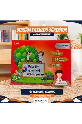 Bebeğim Eylemleri Öğreniyor Kartları Eylem Kartları Türkçe İngilizce 50 Fiil Kart Seti Image 0