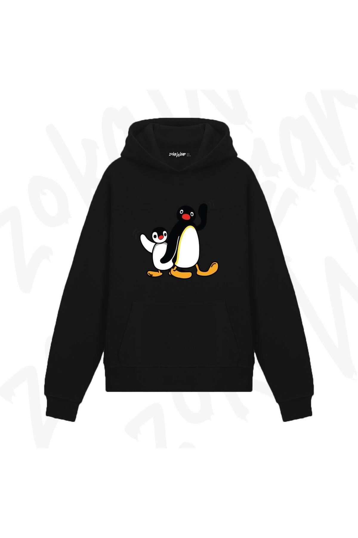 ZOKAWEAR Pingu TasarımBaskılı Kapşonlu Sweats...