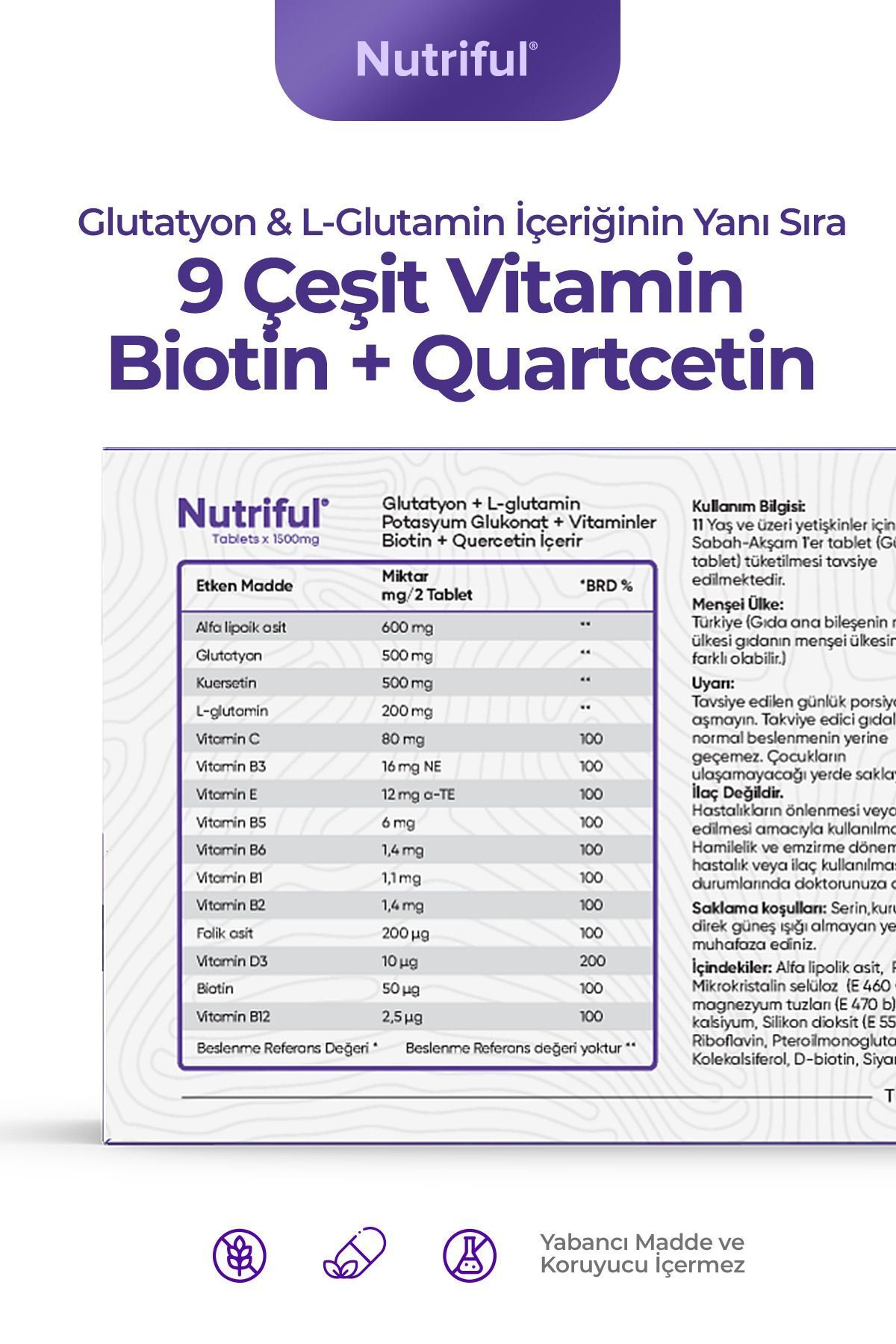 Glutawell Glutatyon Ve L-glutamin Içeren 90 Tablet 3'lü Fırsat