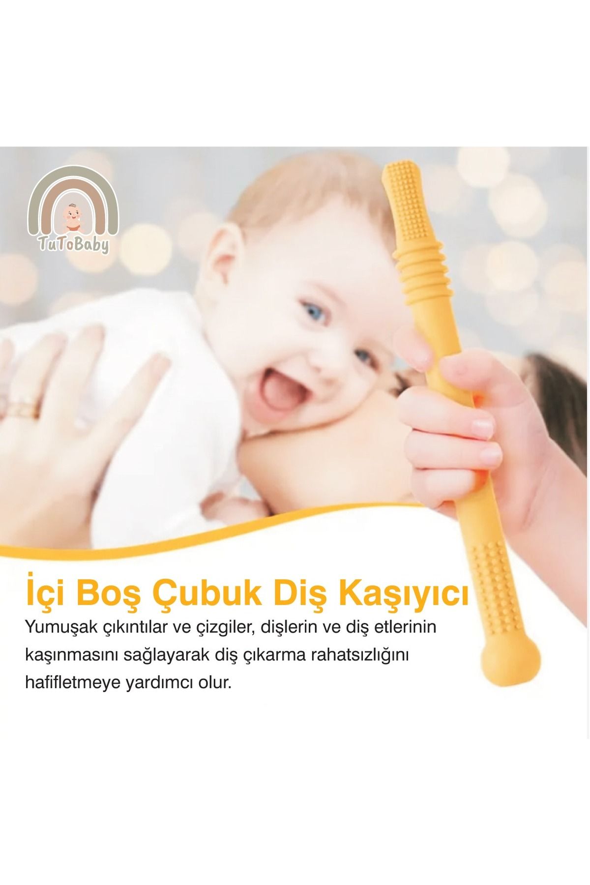 Bebek Diş Kaşıyıcısı Silikon  (Dişlik-Çiğneme Tüpü- Pipet) 2 Adet Dişlik 1 Adet Fırça