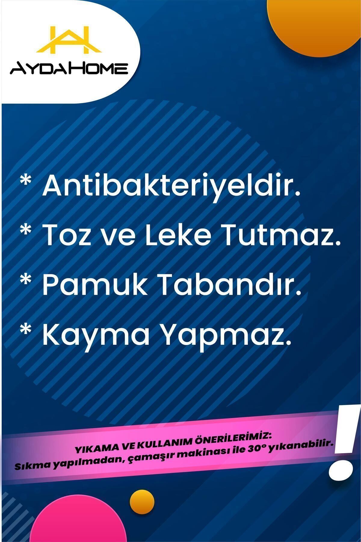 Zack Vıntage Desenli Pamuk Tabanlı Yıkanabilen Kaydırmaz Antibakteriyel Şönil Salon Halısı