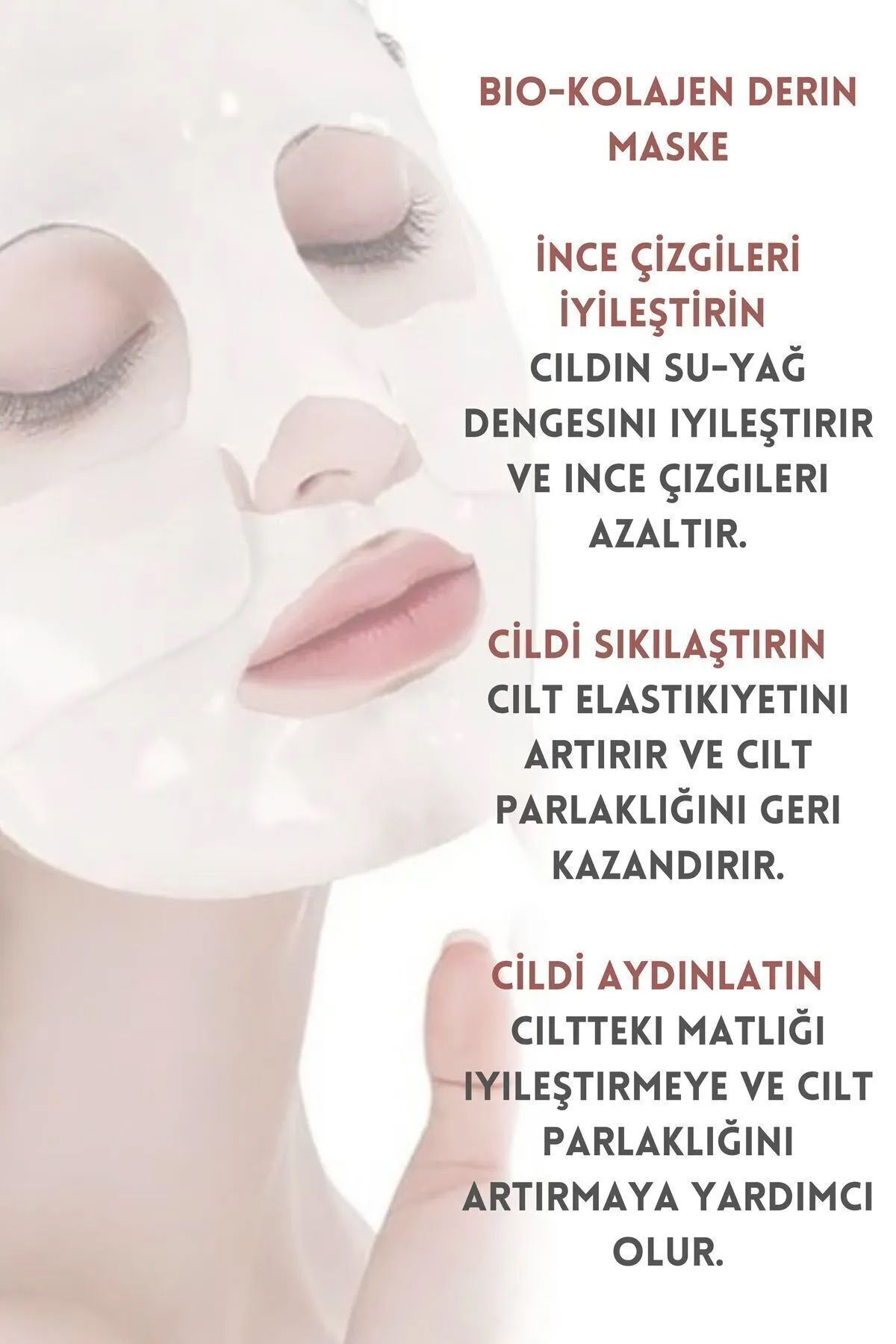 Şeffaflaşan Maske Doğal Kolajen Cilt Maskesi – Anında Parlaklık Ve Nemlendirme 10' Lu Paket