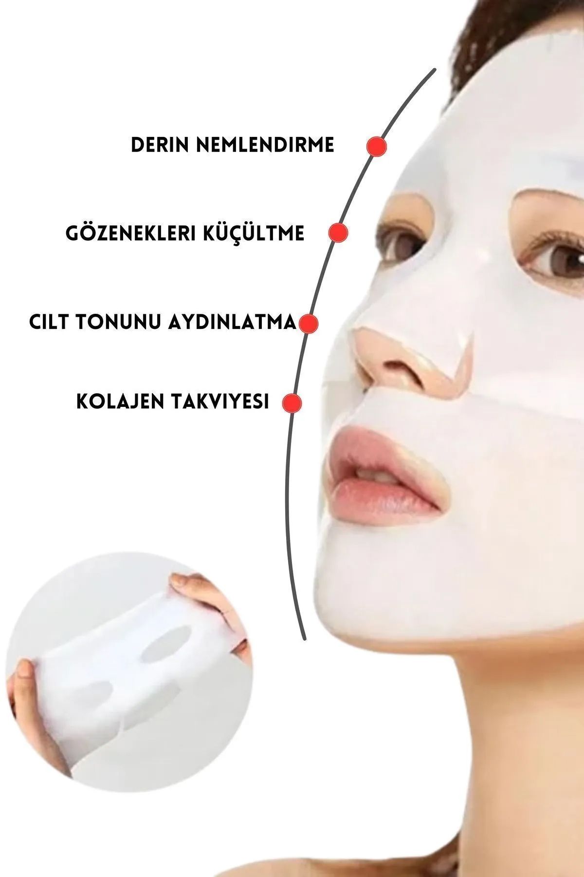 Şeffaflaşan Maske Doğal Kolajen Cilt Maskesi – Anında Parlaklık Ve Nemlendirme 10' Lu Paket