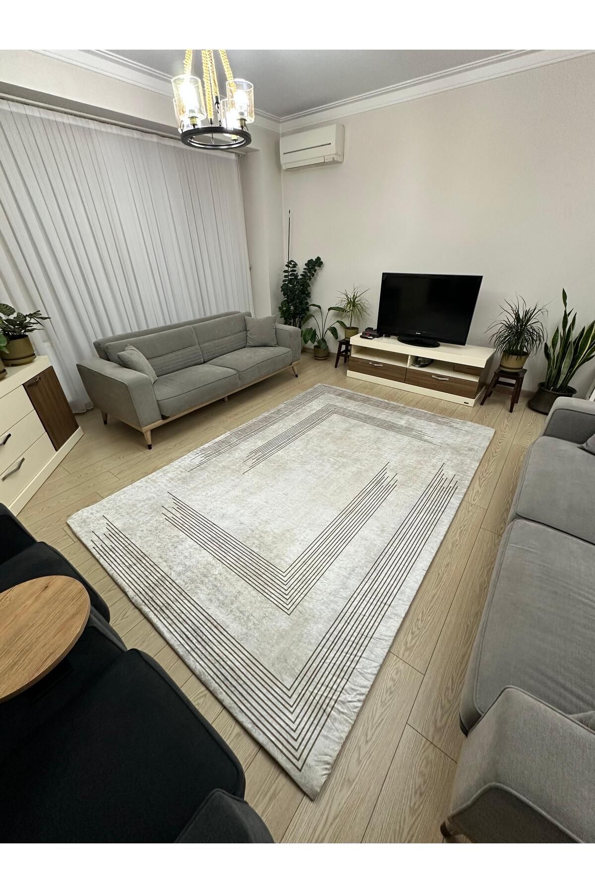 Süngersiz Halı Örtüsü - Lastikli - Yıkanabilir - Dijital Baskı - Ölçü 6m² 200x300 Cm Çubuk Kahve