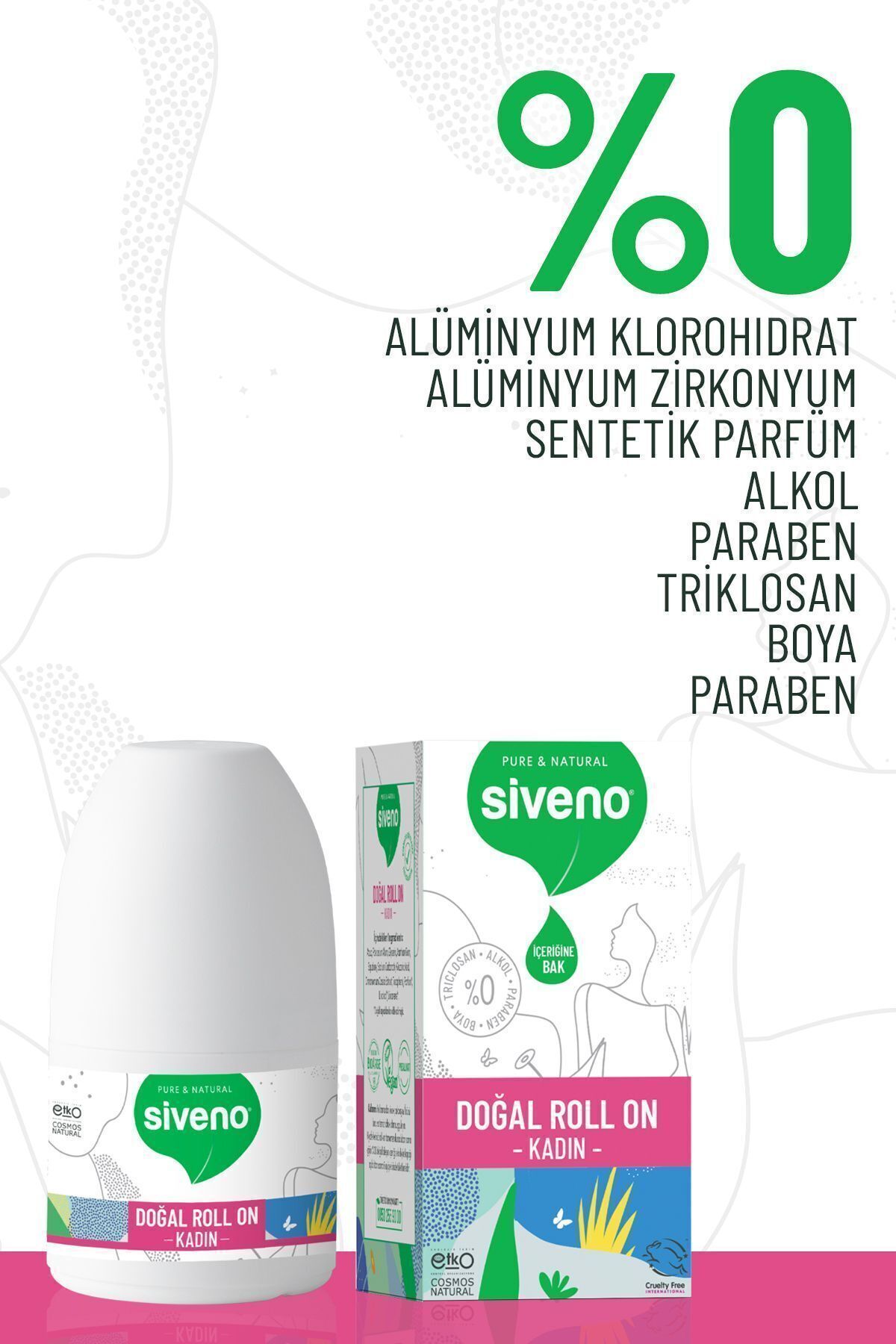 %100 Doğal Roll-On Kadın Deodorant Ter Kokusu Önleyici Bitkisel Leke Bırakmayan Vegan 50 ml X 2 Adet