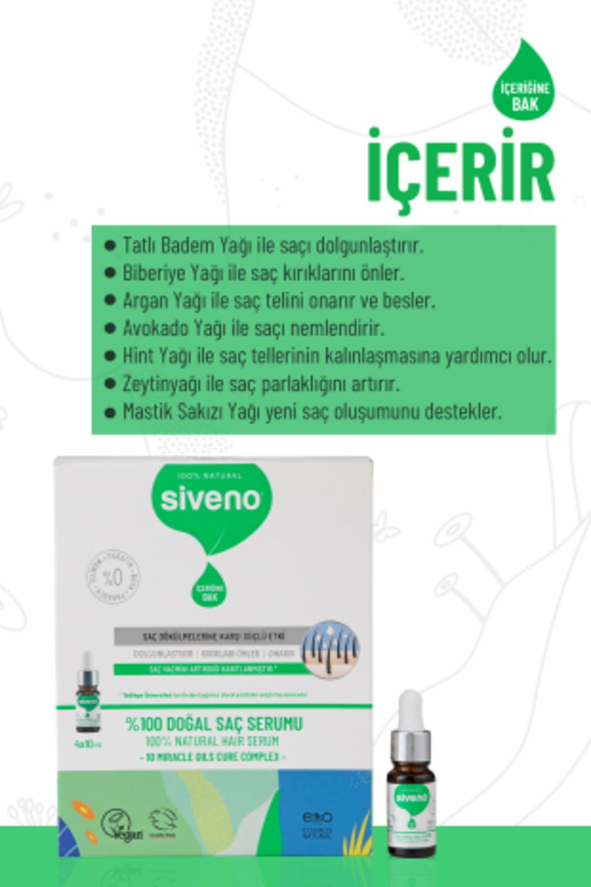 %100 Doğal Onarıcı Yoğunlaştırıcı Bakım Serumu Bitkisel Yıpranmış Ve Dökülen Saçlara Özel 4x10 ml