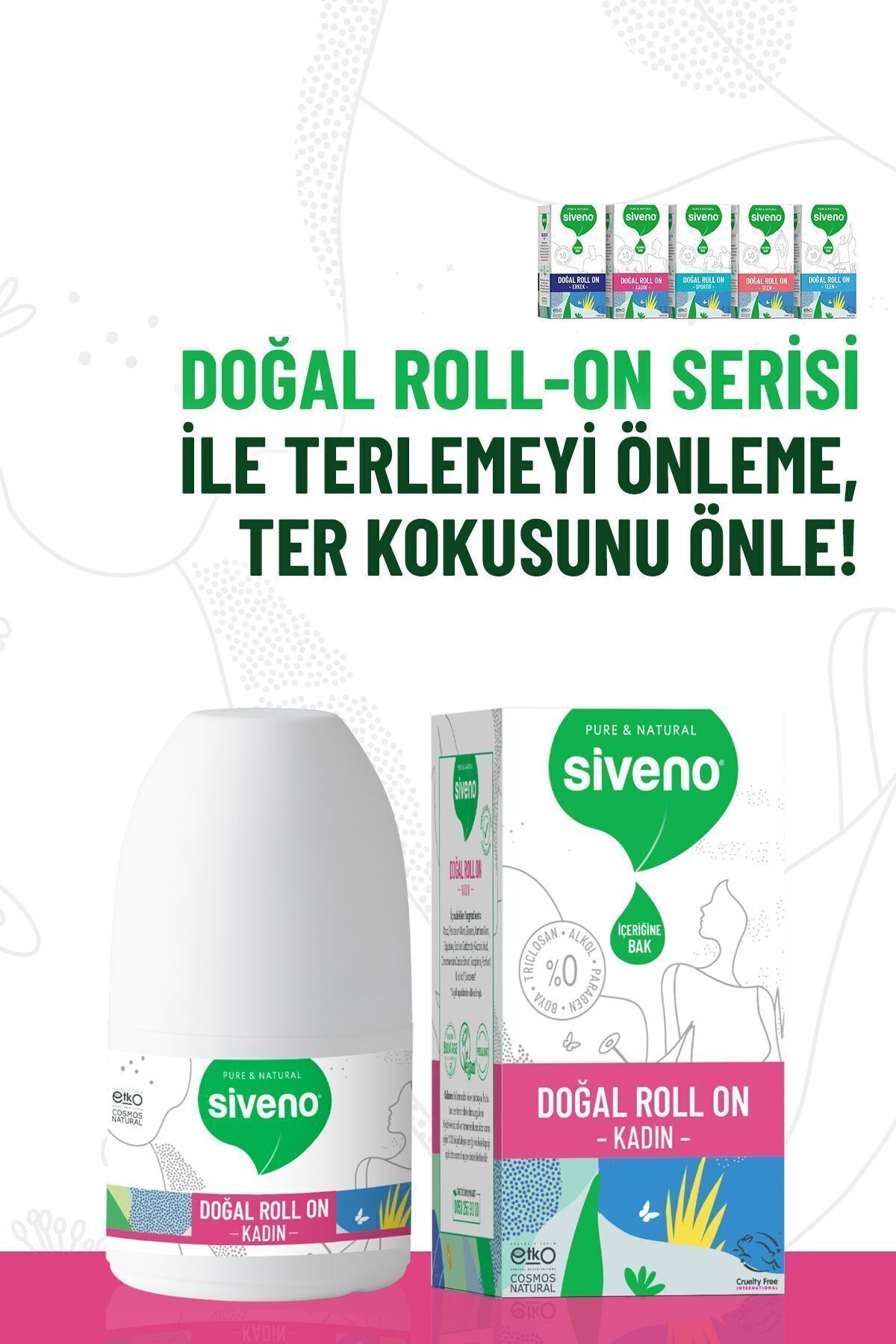 %100 Doğal Roll-On Kadın Deodorant Ter Kokusu Önleyici Bitkisel Leke Bırakmayan Vegan 50 ml X 2 Adet