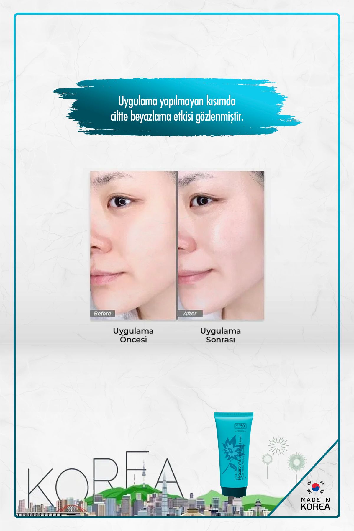 Hyaluronik Asit Içeren Yoğun Nemlendirici Yüksek Koruyucu Spf50+ Pa +++ Uva/uvb Güneş Koruyucu Krem