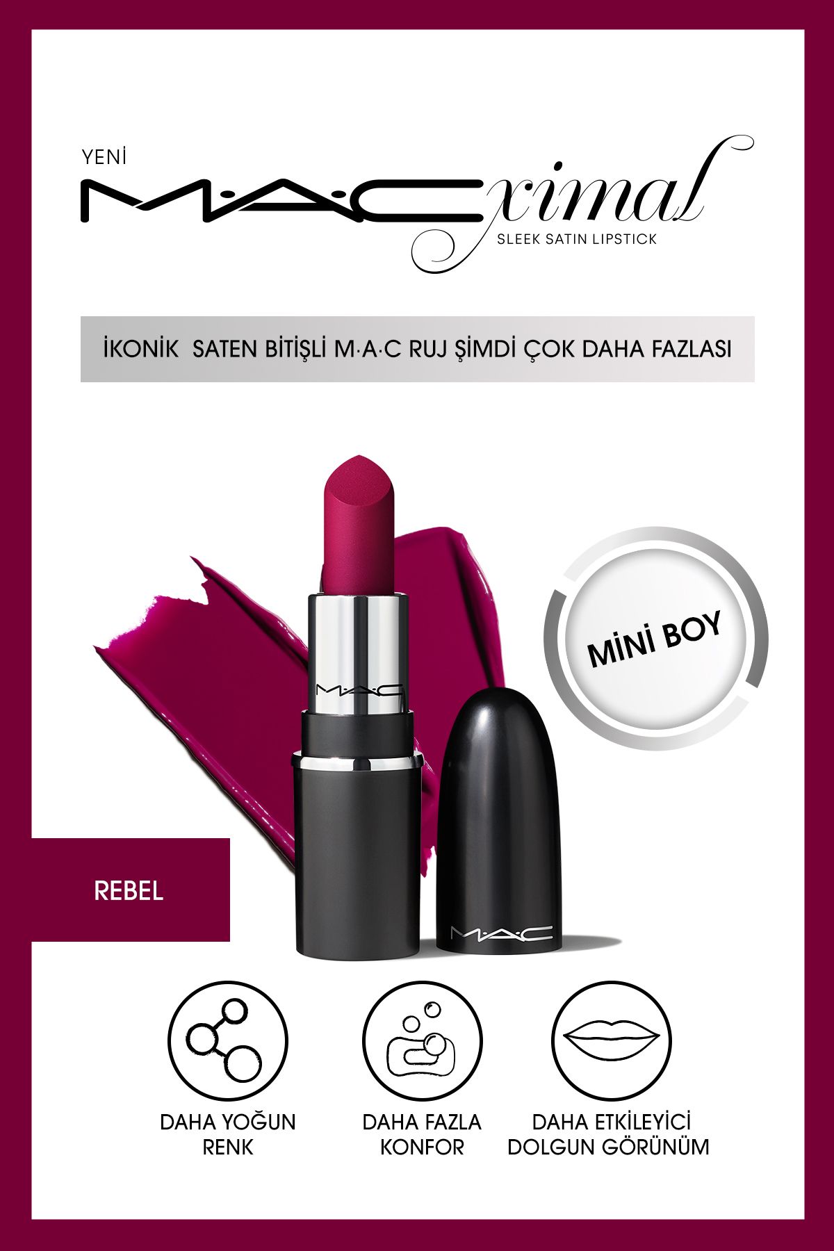 Mac REBEL - MACximal MiniSleek Satin Lipstick...