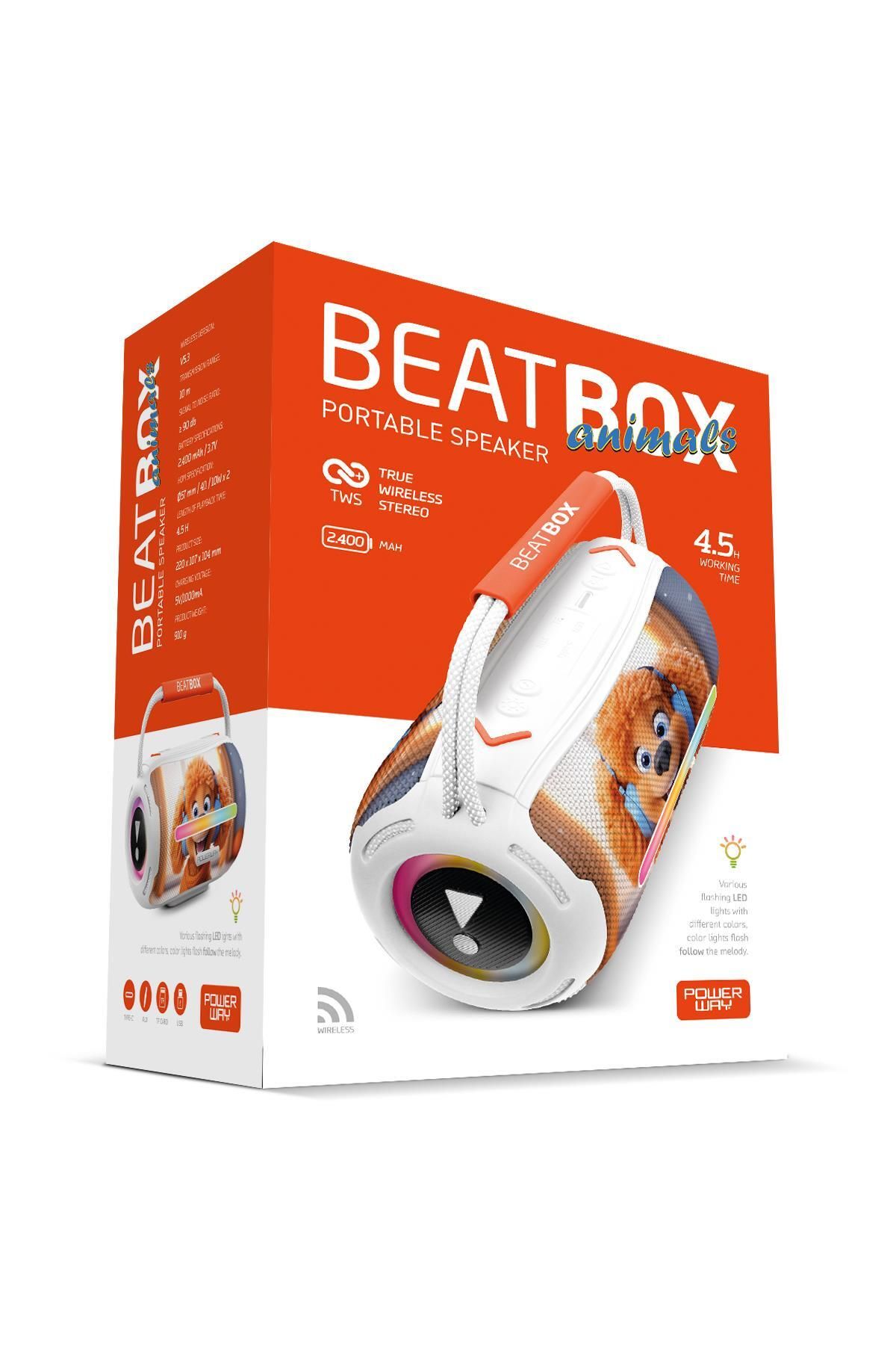 Beatbox Animals Köpek Led Işıklı Dayanıklı Ses Bombası Usb Sd Aux Bluetooth Hoparlör