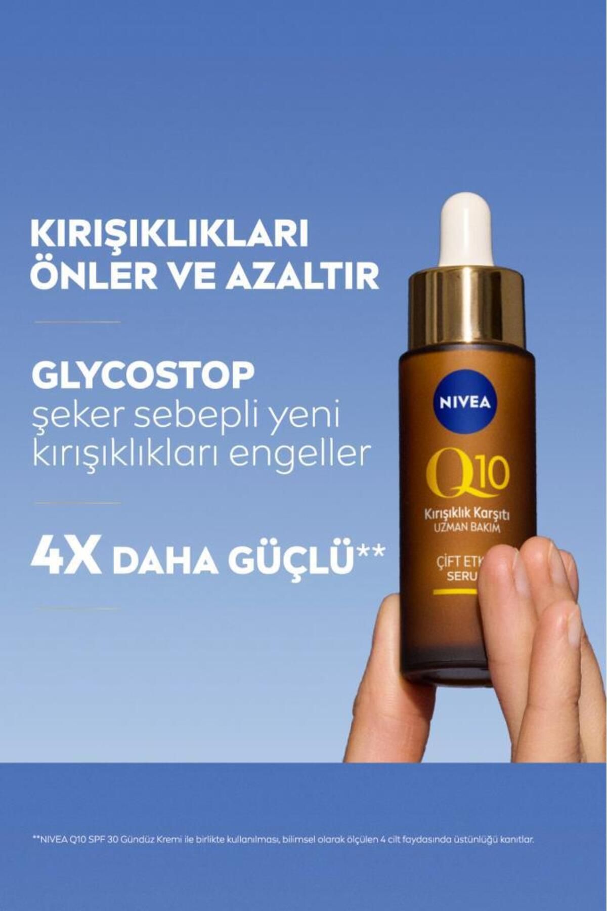 Q10 Kırışıklık Karşıtı Çift Etkili Cilt Serumu 30ml, Saf Q10, Şeker Sebepli Kırışıklık Önleyici