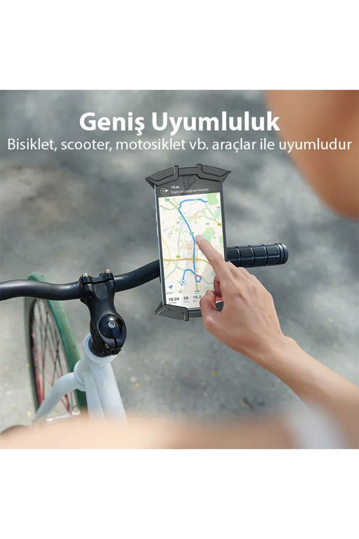 360 Derece Dönebilen Motosiklet Bisiklet Telefon Tutucu 3.5-7 İnch Cep Telefonları Için Uyumludur