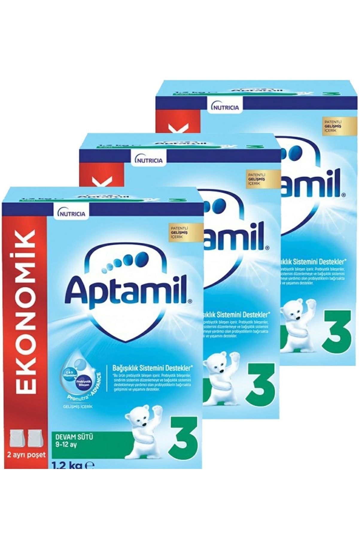 Aptamil3 Devam Sütü YeniFormül 1200 gr X 3 Ad...