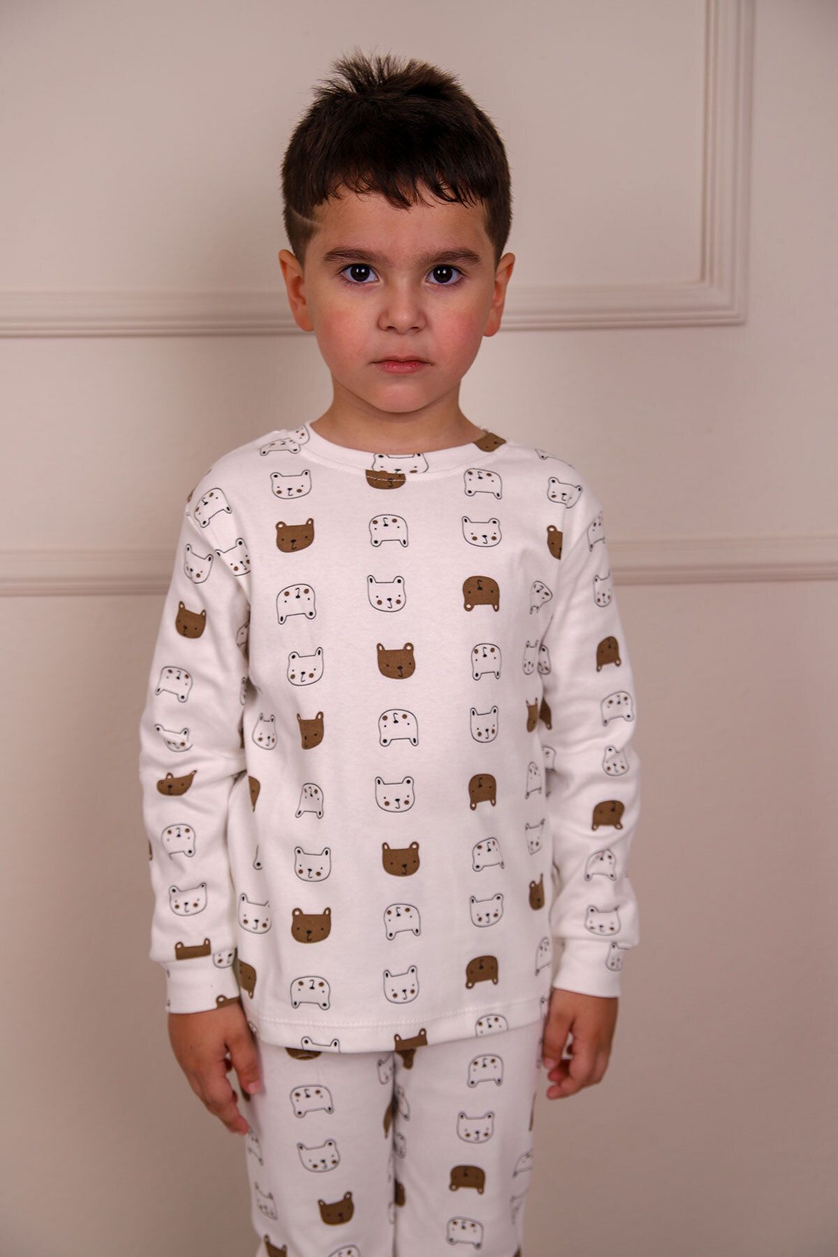 %100 Pamuk Köpek Desenli Unisex Pijama Takım