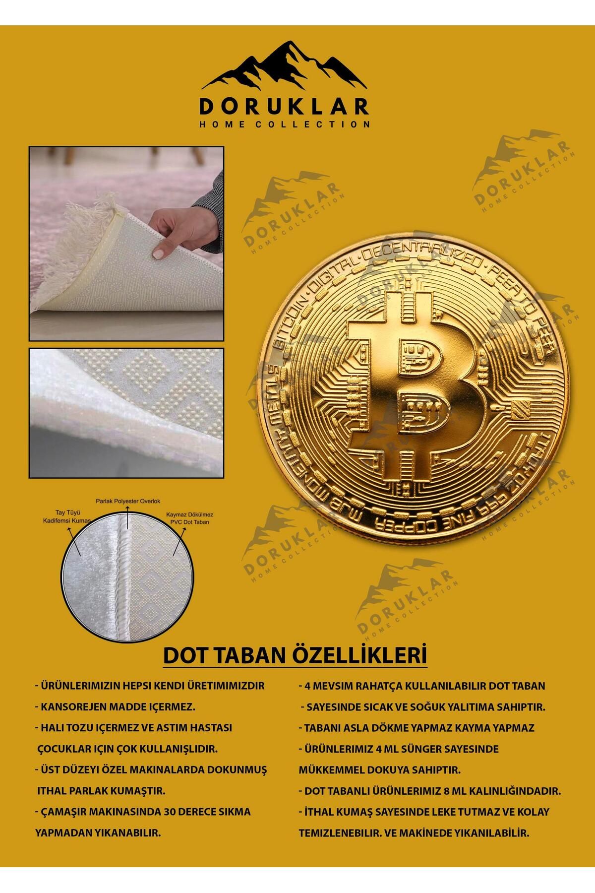 Kaymaz Tabanlı Makinede Yıkanabilir Dijital Baskı Bitcoin Desenli Dot Taban Halı