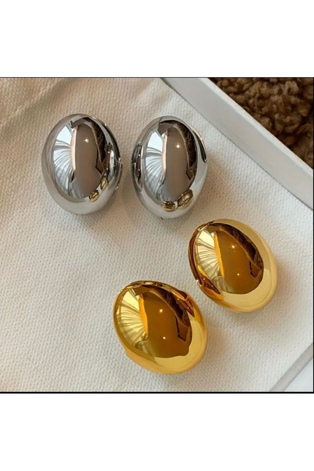 Kadın Oval Trend Küpe Gold