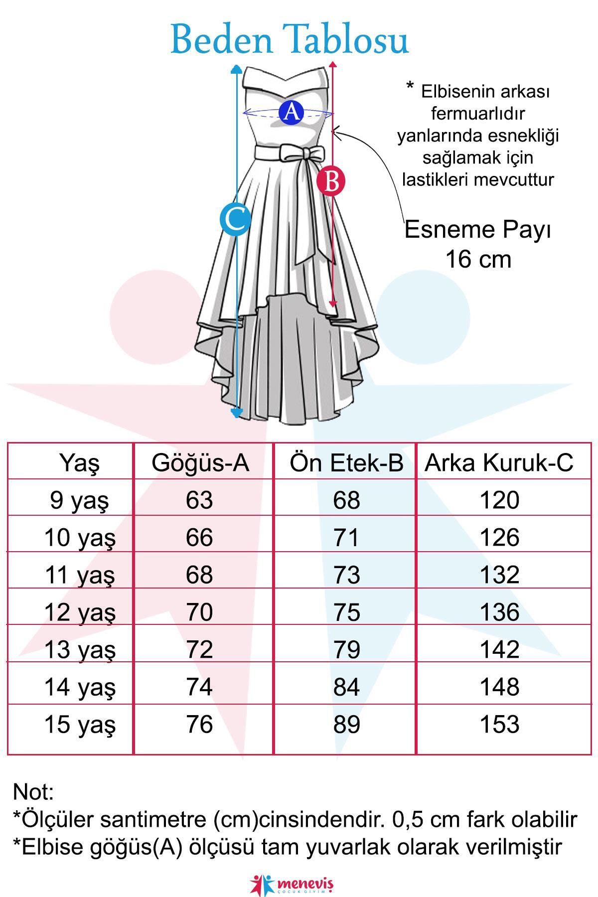 Zincir Detaylı Kız Çocuk Kuyruklu Abiye Elbise_mnvs0691