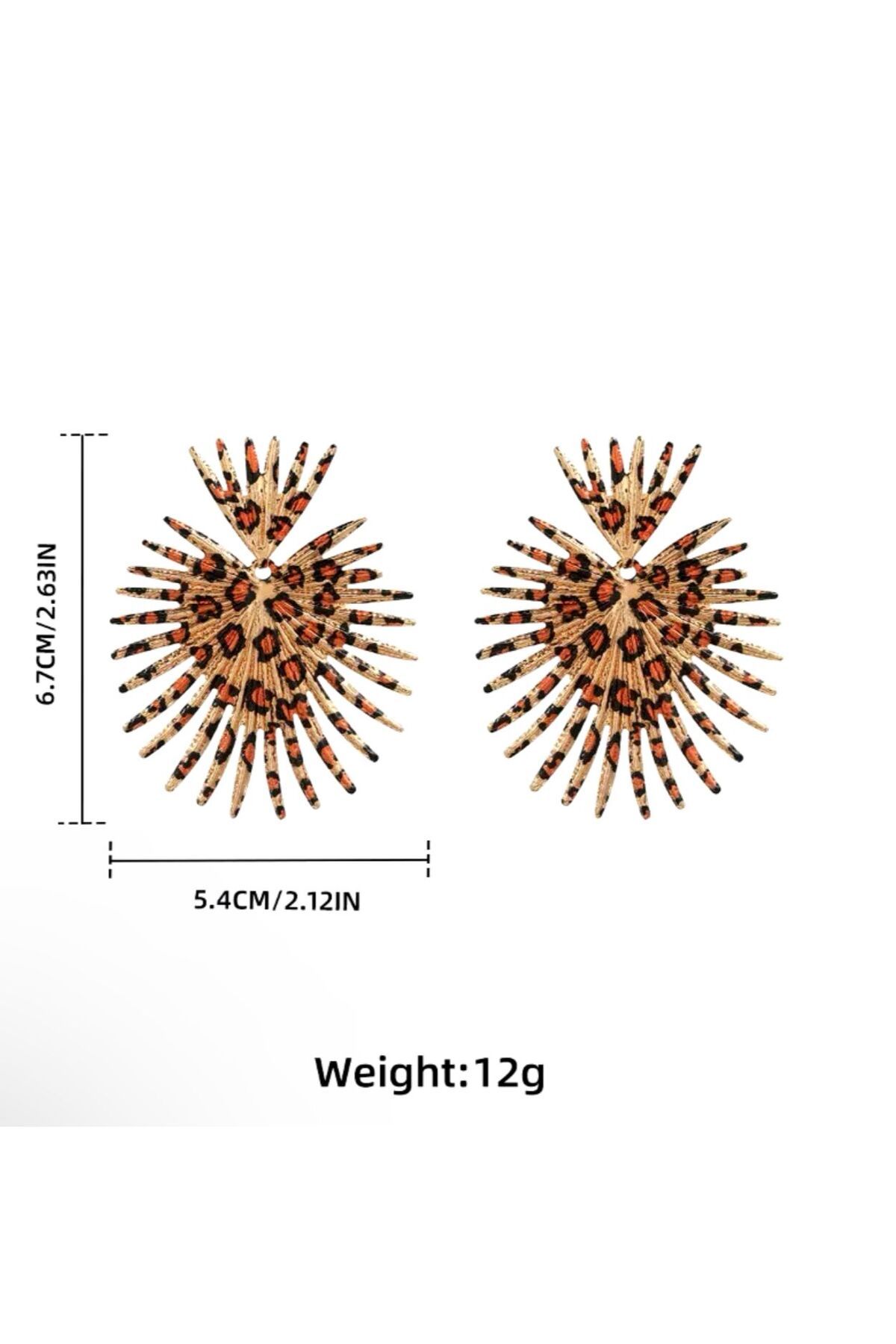 Özel Seri Leopar Desen Gold Detaylı Küpe