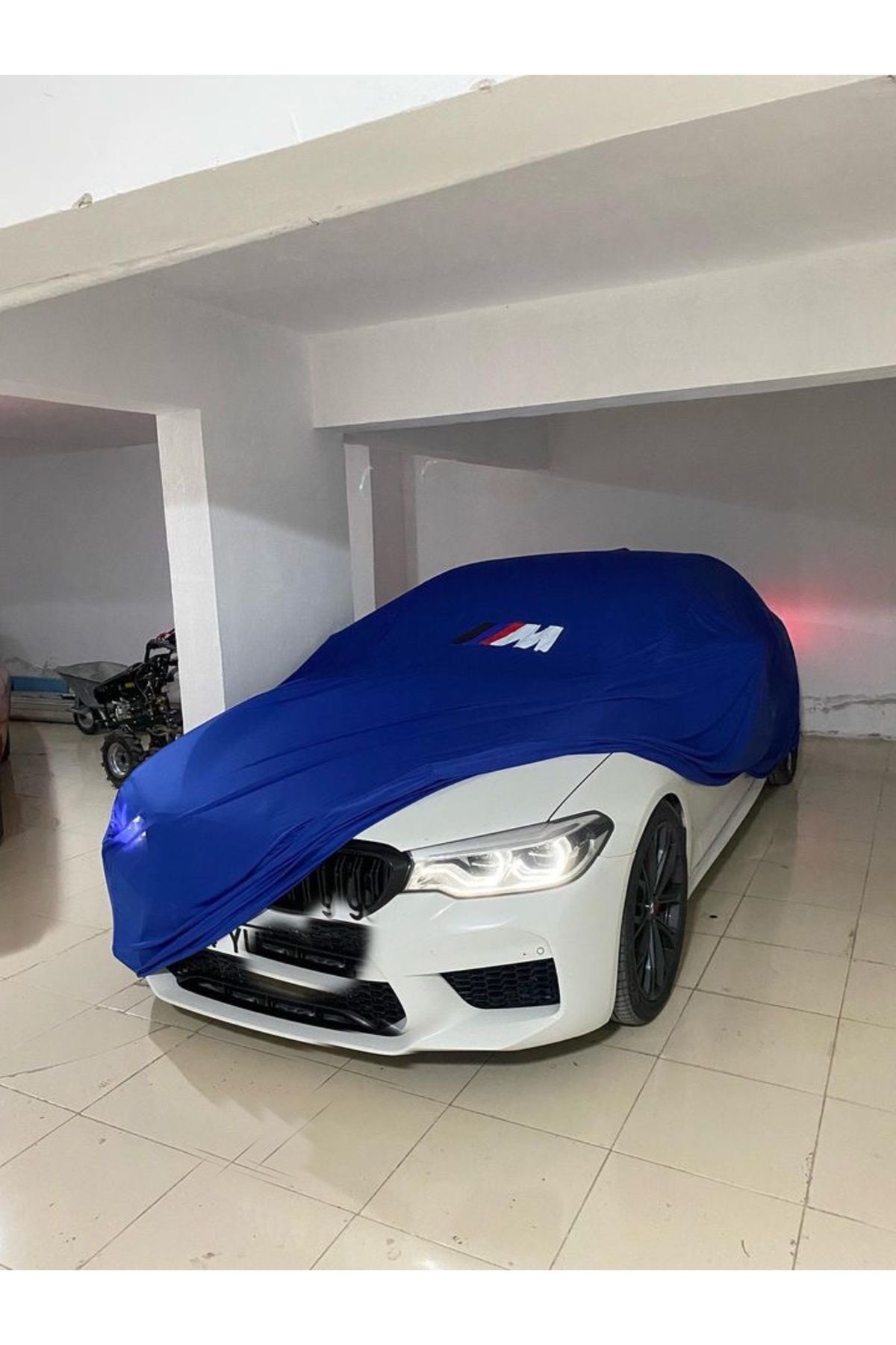 Bmw 4 Serisi F36 Gran Coupe (2014-2021) Araba Brandası Mavi Penye Kumaş Branda Logolu Oto Branda